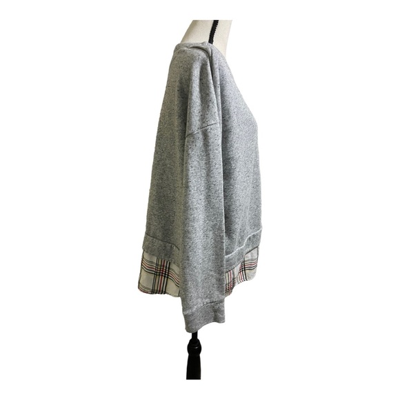 Izod womens tunic sweatshirt with bottom plaid cotton blend grey. Size.X-Large - Picture 2 of 7